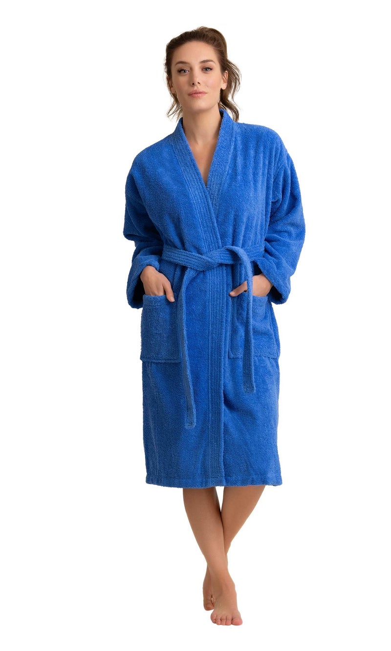 Soft Touch Linen - Premium Women's Terry Cloth Bathrobe - Absorbent & Lightweight - Deluxe Turkish Bathrobe for Women - Towel-like Material (Royal Blue, Medium) - Image 2